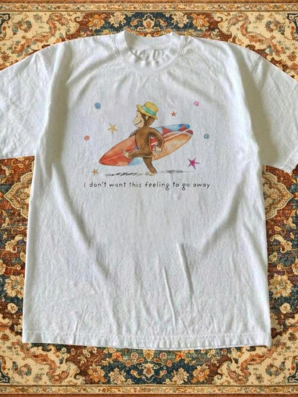 Curious George Wear Hat White T-shirt